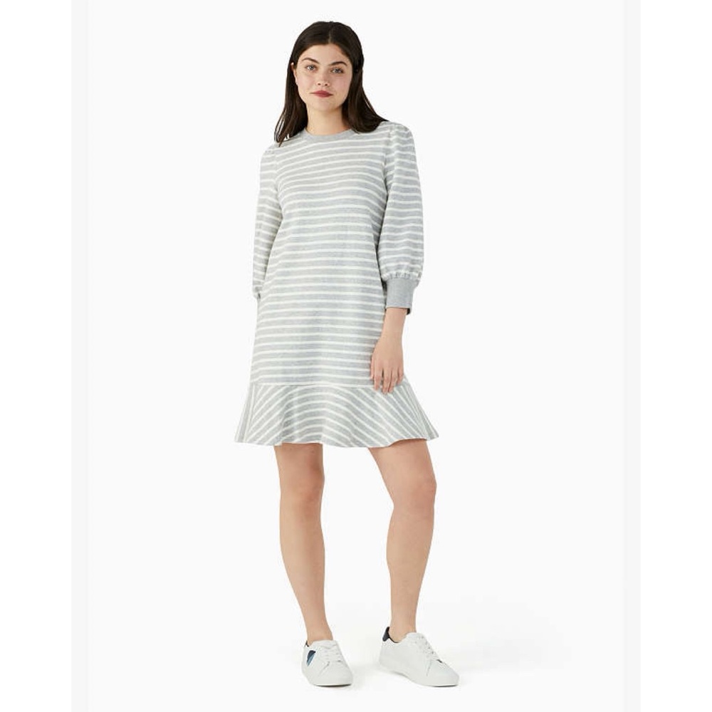 kate spade Gray and White Striped Midi Dress